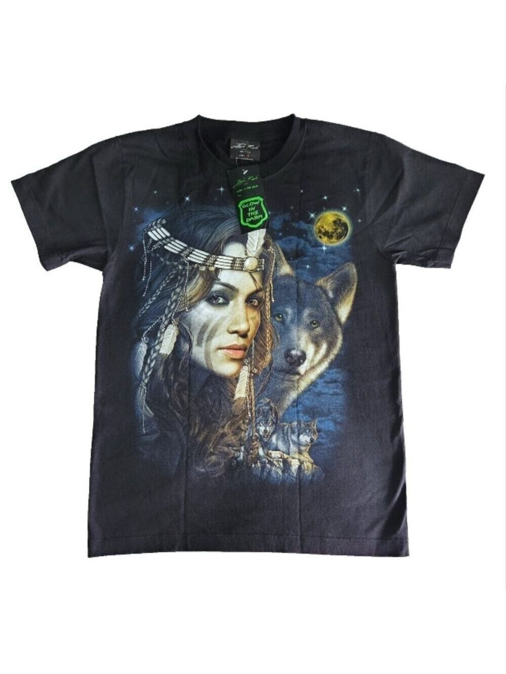Jay's Rock T-shirt Size Small Unisex Glow in the Dark Wolf Motif Large Graphic